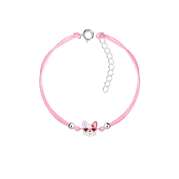 Silver French Bulldog Cord Bracelet - Wholesale - 23247