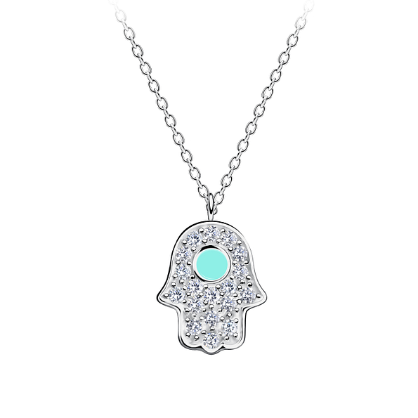 Silver Hamsa Necklace - Wholesale - 23197