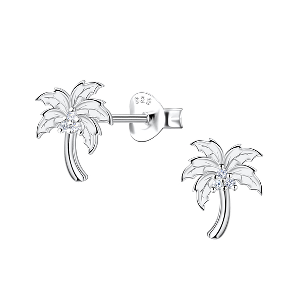 Silver Coconut Tree Stud Earrings - Wholesale - 23262