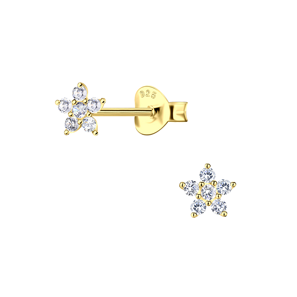Silver Flower Stud Earrings - Wholesale - 23362