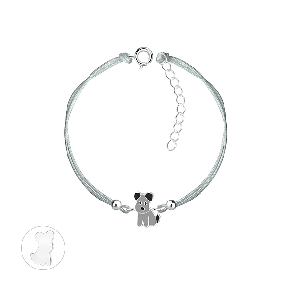 Silver Dog Cord Bracelet - Wholesale - 23233 Silver Dog Cord Bracelet - Wholesale - 23233