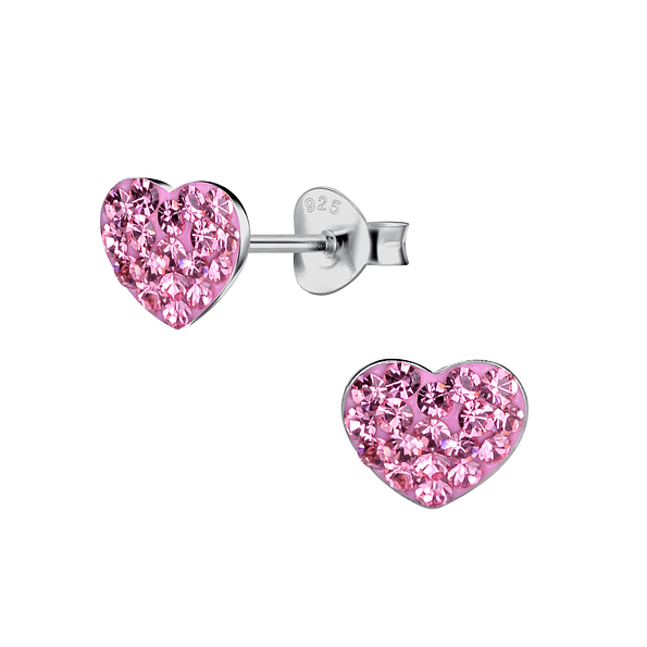 Silver Heart Stud Earrings - Wholesale - 23952
