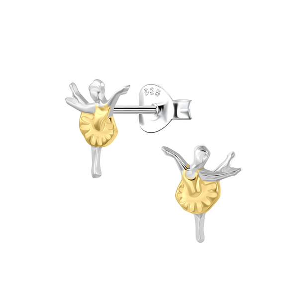 Silver Ballerina Stud Earrings - Wholesale - 24351