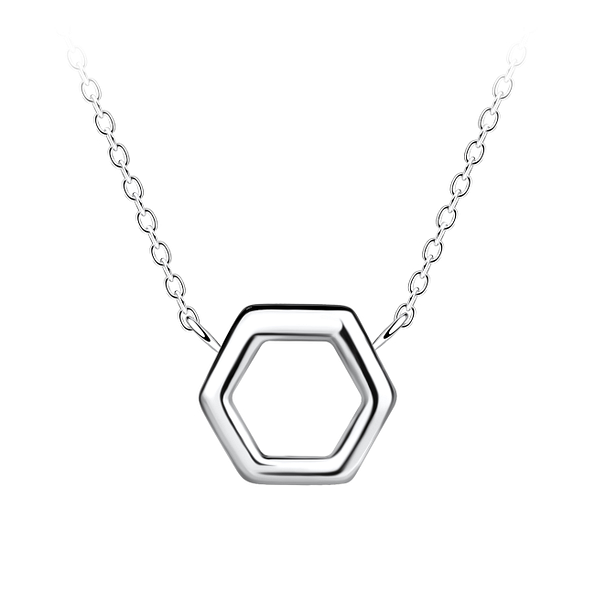 Silver Hexagon Necklace - Wholesale - 24173