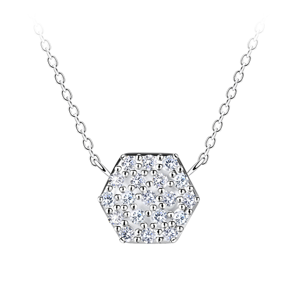 Silver Hexagon Necklace - Wholesale - 24177