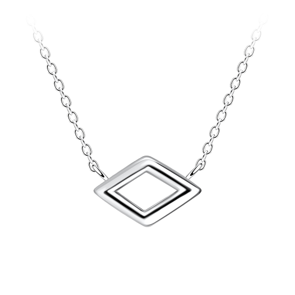 Silver Diamond Shaped Necklace - Wholesale - 24178