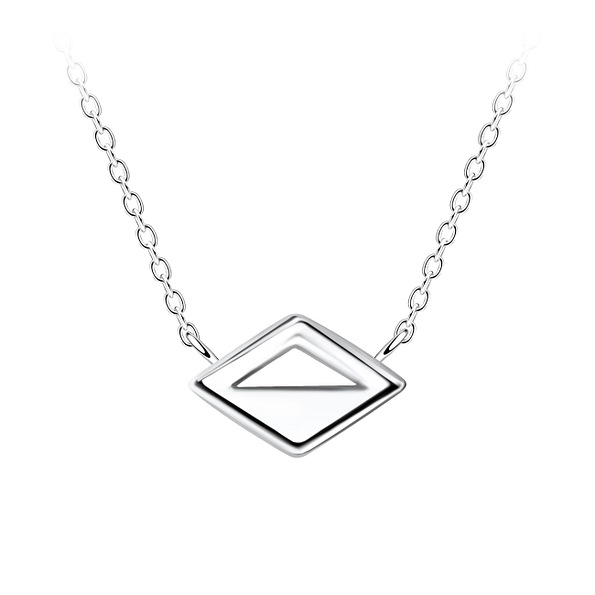 Silver Diamond Shaped Necklace - Wholesale - 24179