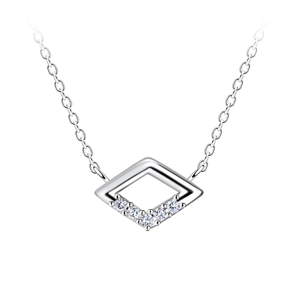 Silver Diamond Shaped Necklace - Wholesale - 24180