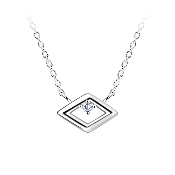 Silver Diamond Shaped Necklace - Wholesale - 24157