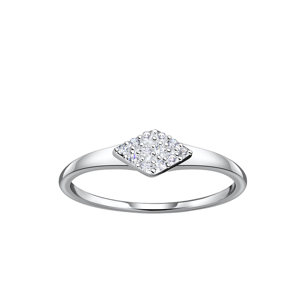 Silver Diamond Shaped Ring - Wholesale - 24101
