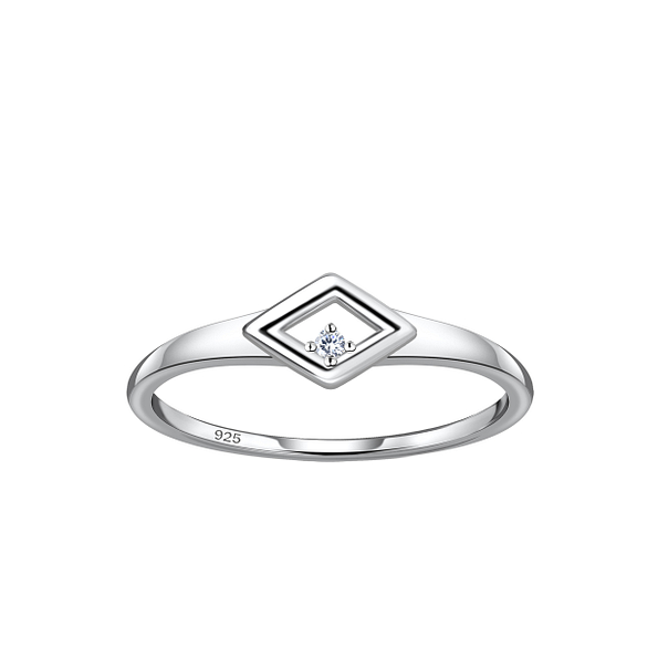 Silver Diamond Shaped Ring - Wholesale - 24119