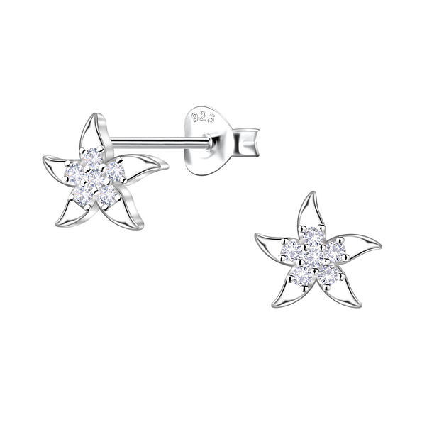 Silver Starfish Stud Earrings  - Wholesale - 24482