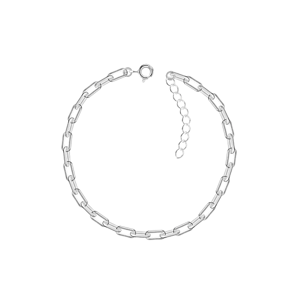 18mm Silver Square Paperclip Bracelet - Wholesale - 24447