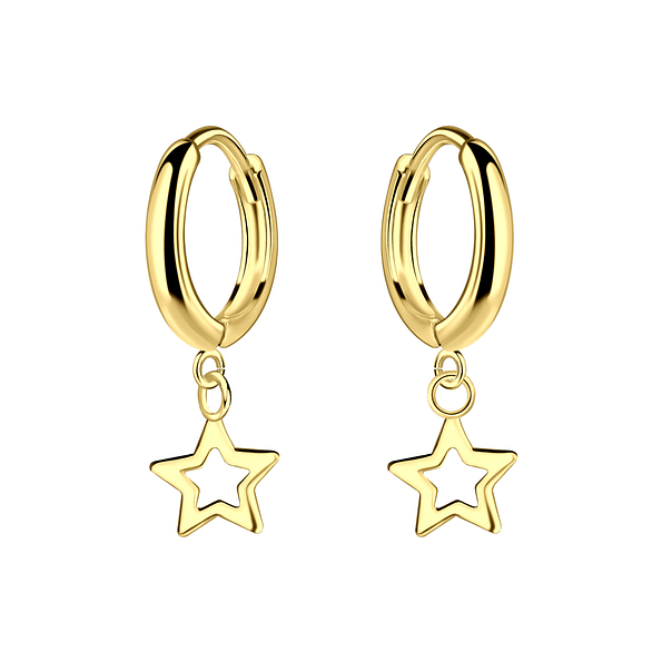 Silver Star Charm Huggie Earrings - Wholesale - 25138