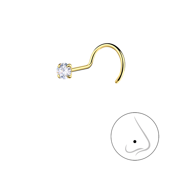 2.5mm Round Cubic Zirconia Silver Nose Spinner - Wholesale - 25178