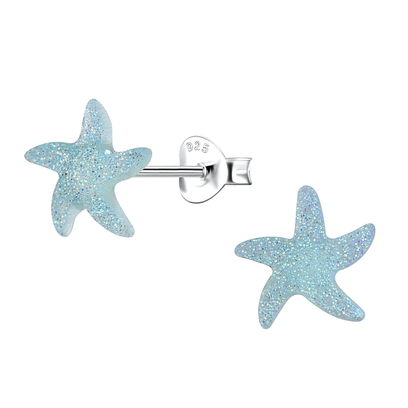 Silver Stud Earrings with Resin Starfish - Wholesale - 24335 Silver Stud Earrings with Resin Starfish - Wholesale - 24335