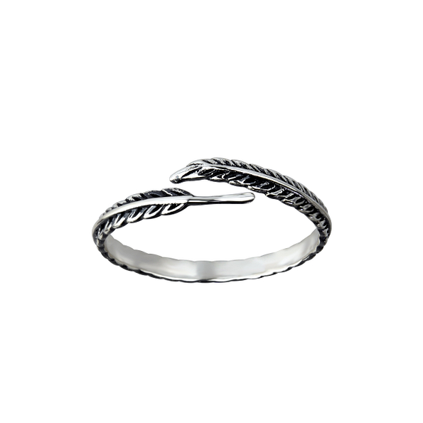 Silver Opened Feather Ring - Wholesale - 26095