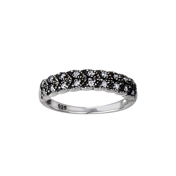 Silver Patterned Ring - Wholesale - 26111