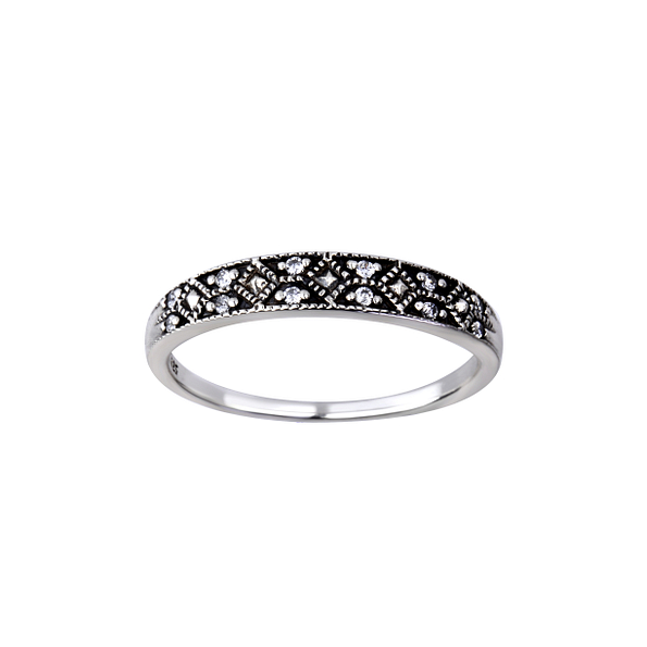 Silver Patterned Ring - Wholesale - 26130