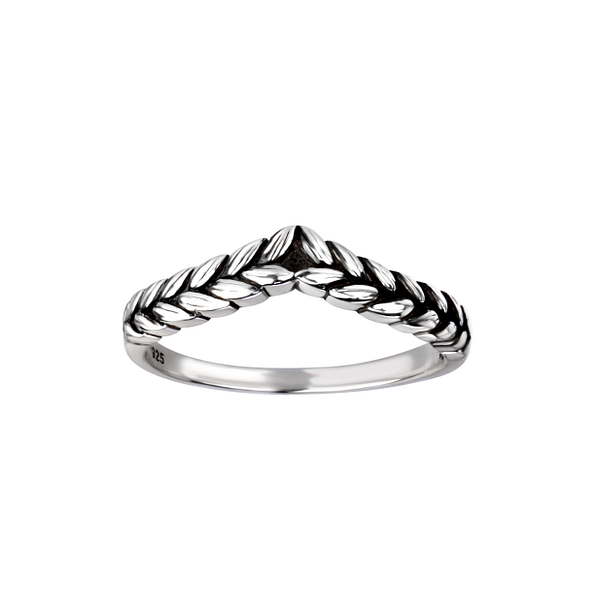 Silver Chevron Braid Ring - Wholesale - 26135