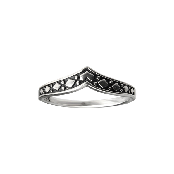 Silver Chevron Patterned Ring - Wholesale - 26158