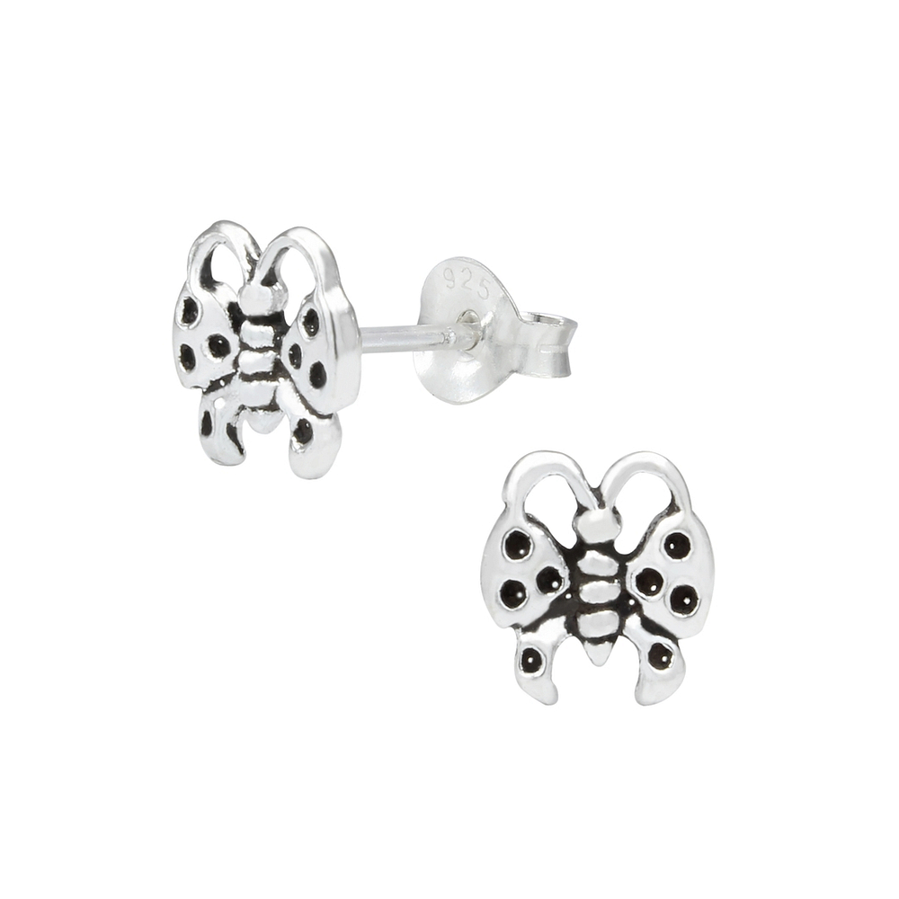 925 Silver Jewelry Silver Butterfly Stud Earrings 1011