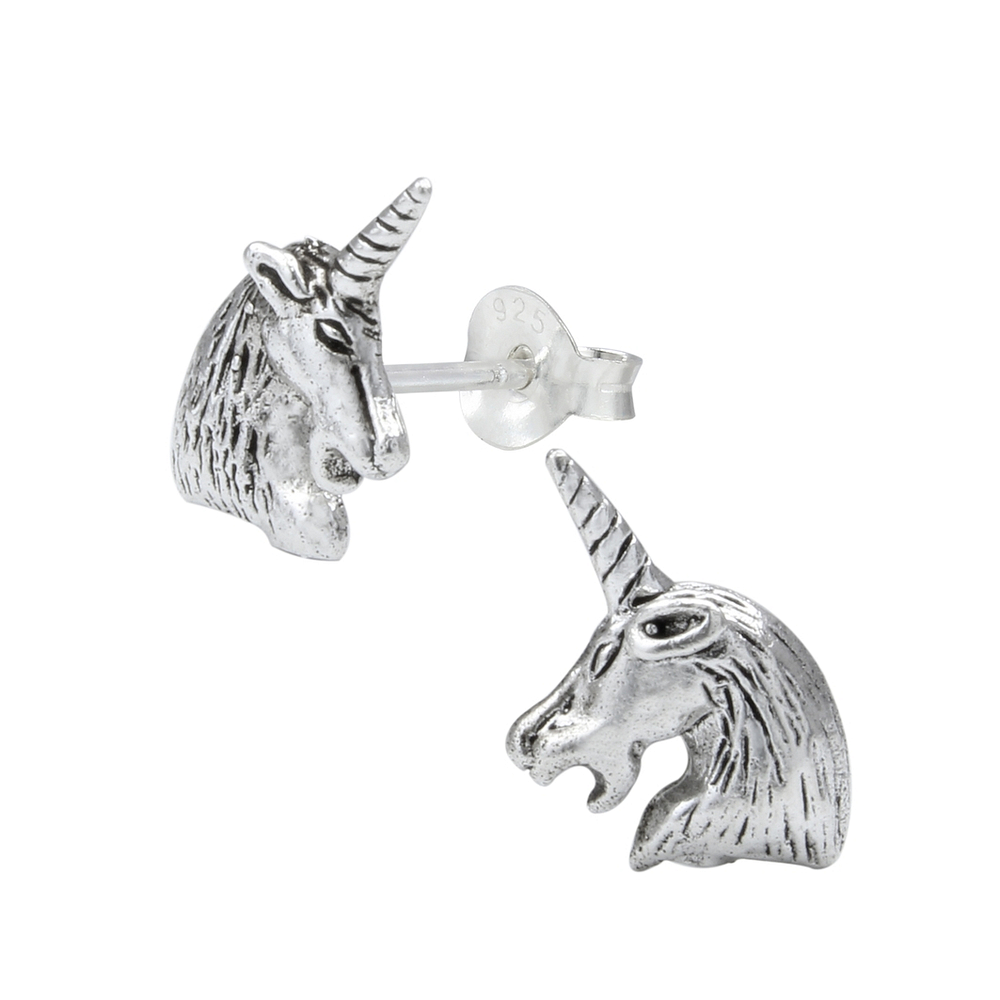 925 Silver Jewelry Silver Unicorn Stud Earrings 1012