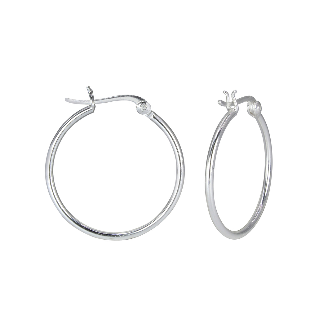925 Silver Jewelry | 25mm Silver French Lock Hoops - 1610