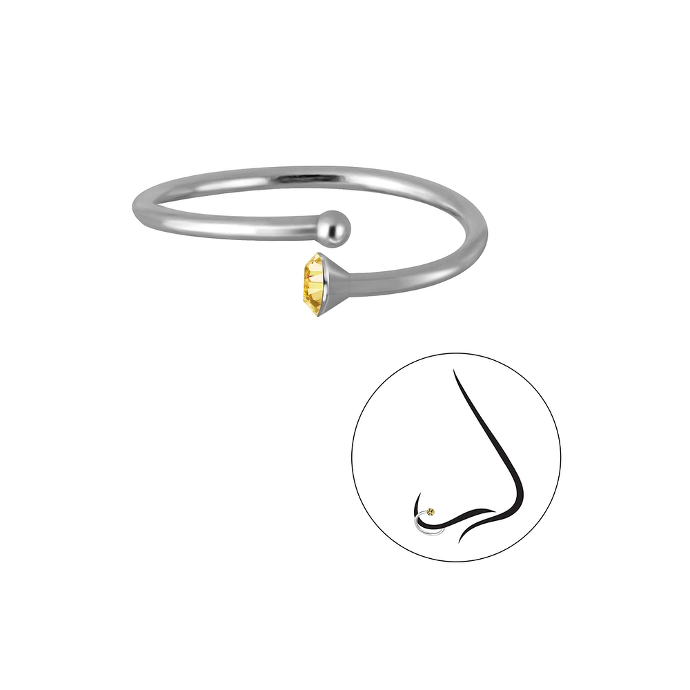 925 Silver Jewelry 10mm Crystal Silver Nose Ring Pack Of 10 13314