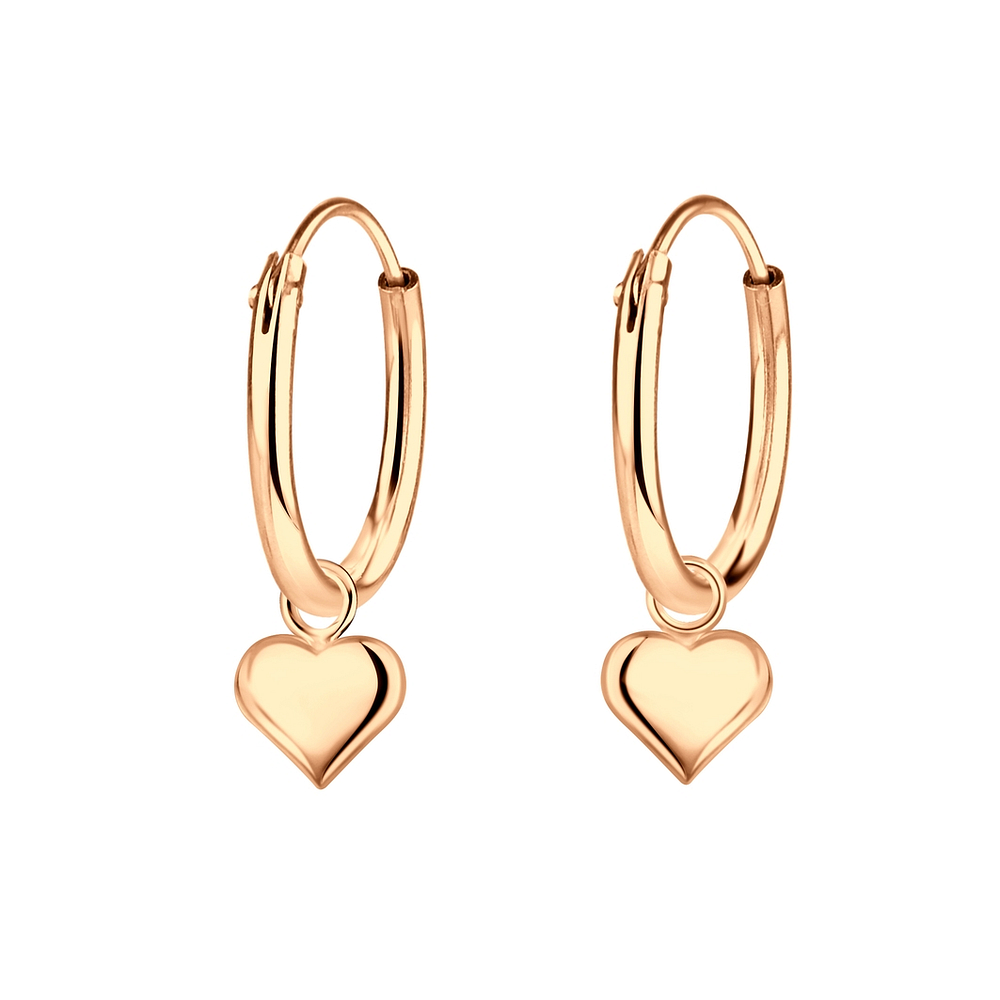 925 Silver Jewelry | Silver Heart Charm Hoop Earrings - 2238