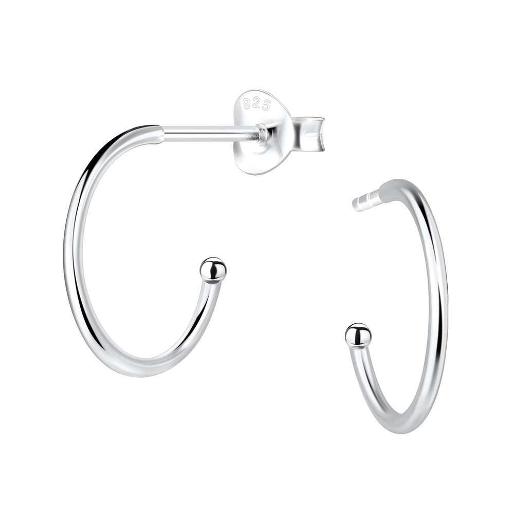 925 Silver Jewelry Silver Half Hoop Stud Earrings 2548