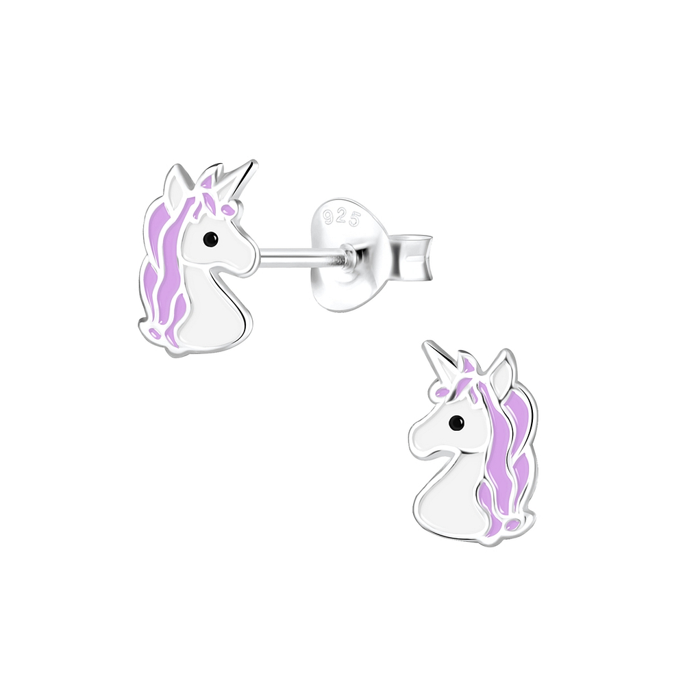 925 Silver Jewelry | Silver Unicorn Stud Earrings - 2420