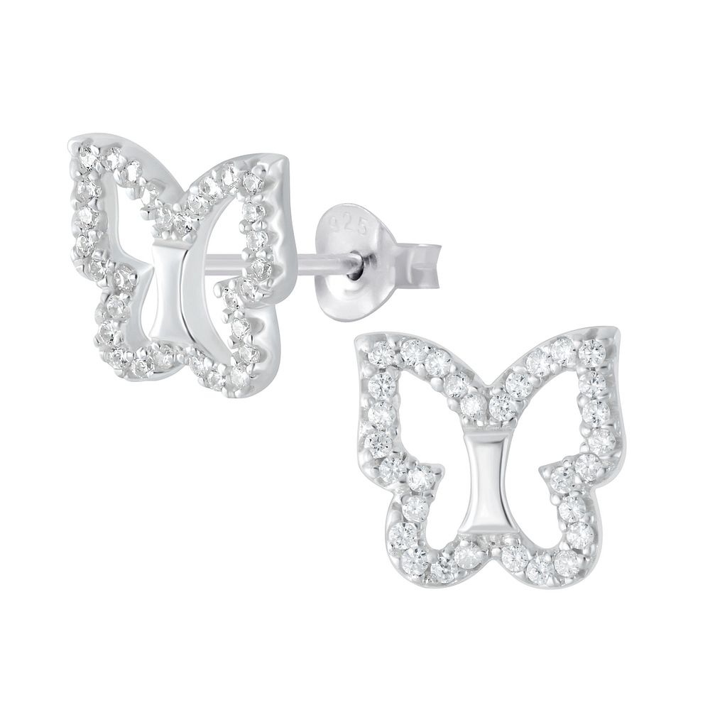 925 Silver Jewelry Silver Butterfly Stud Earrings 4506