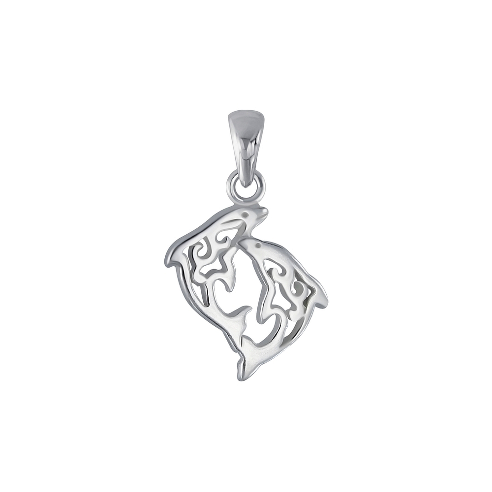 925 Silver Jewelry | Silver Dolphins Pendant - 4358