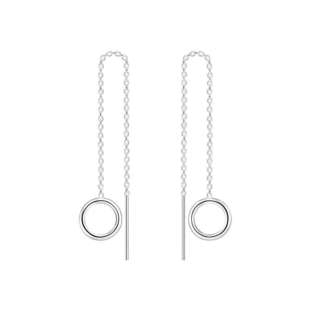 925 Silver Jewelry Silver Thread Through Circle Earrings 5513