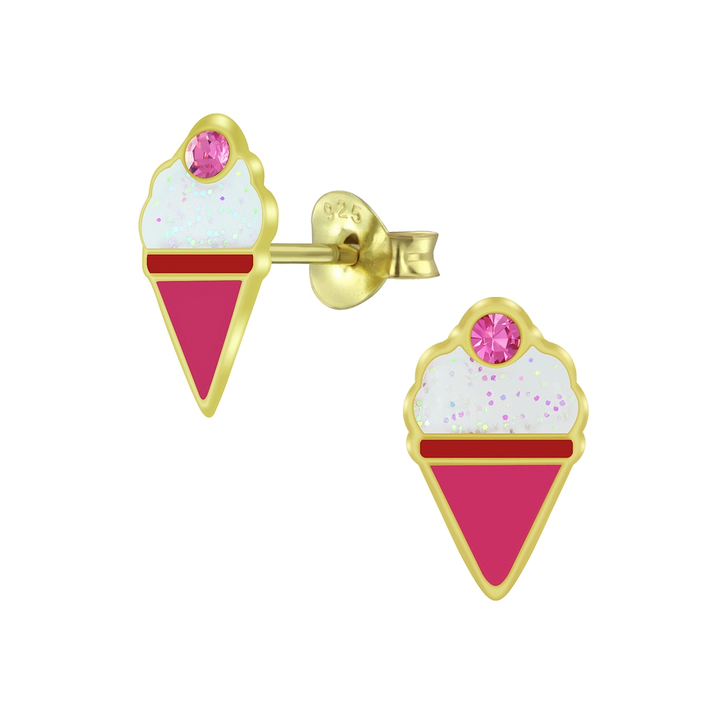 925 Silver Jewelry Silver Ice Cream Stud Earrings 5995
