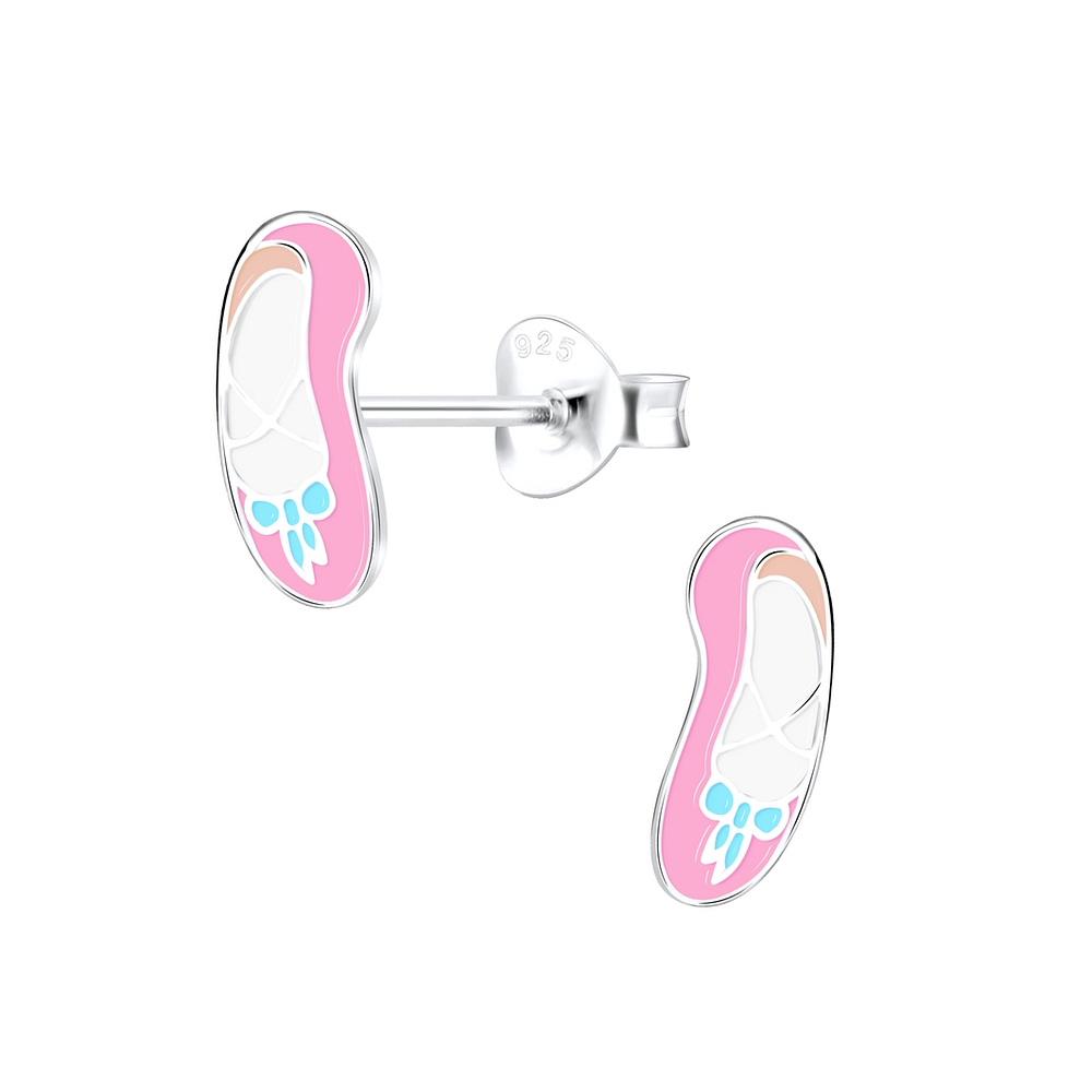 925 Silver Jewelry Silver Ballerina Shoe Stud Earrings 9037