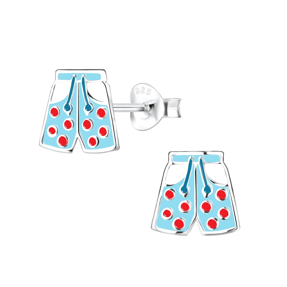 925 Silver Jewelry Silver Swim Trunks Stud Earrings 9540