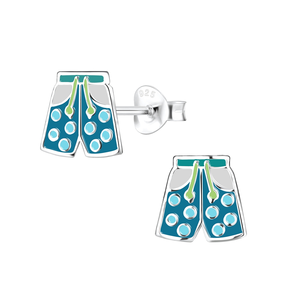 925 Silver Jewelry Silver Swim Trunks Stud Earrings 9541