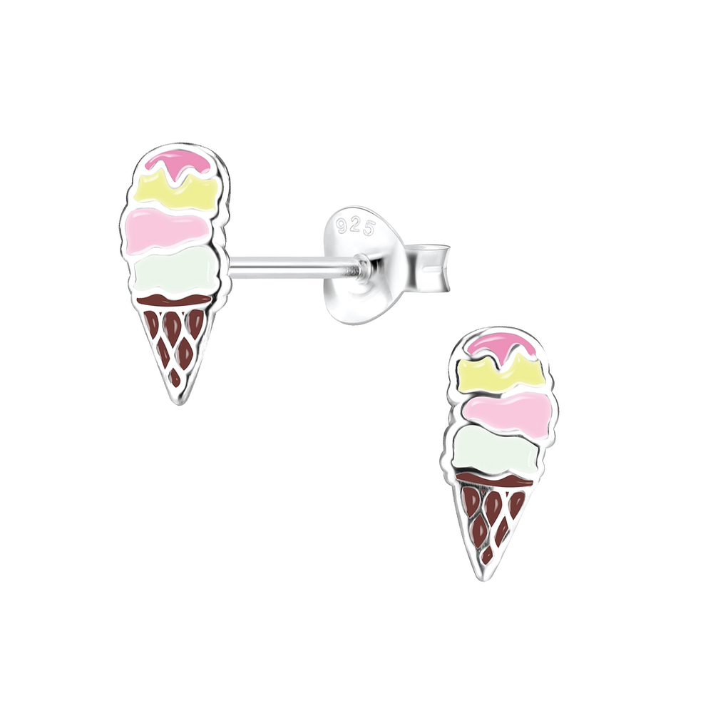 925 Silver Jewelry Silver Ice Cream Stud Earrings 9805