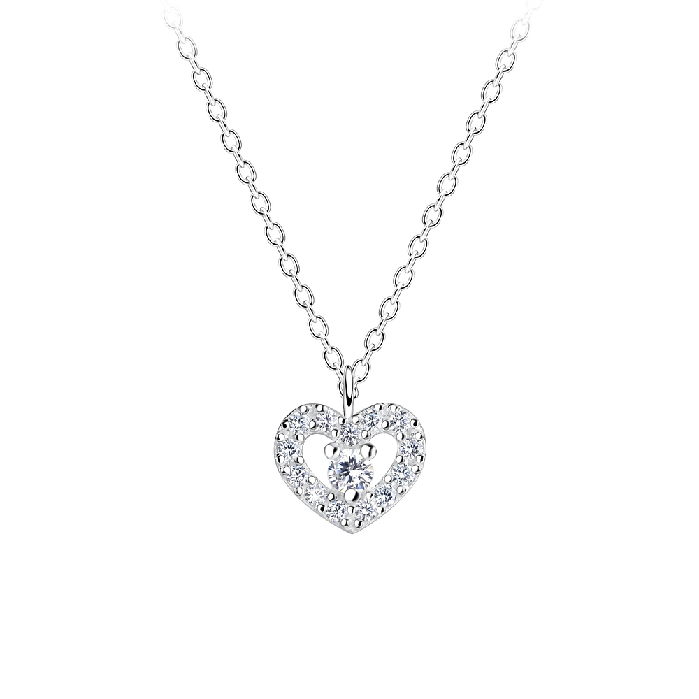 925 Silver Jewelry | Silver Heart Necklace - 16377