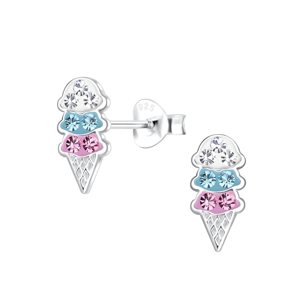 925 Silver Jewelry Silver Ice Cream Stud Earrings 17856