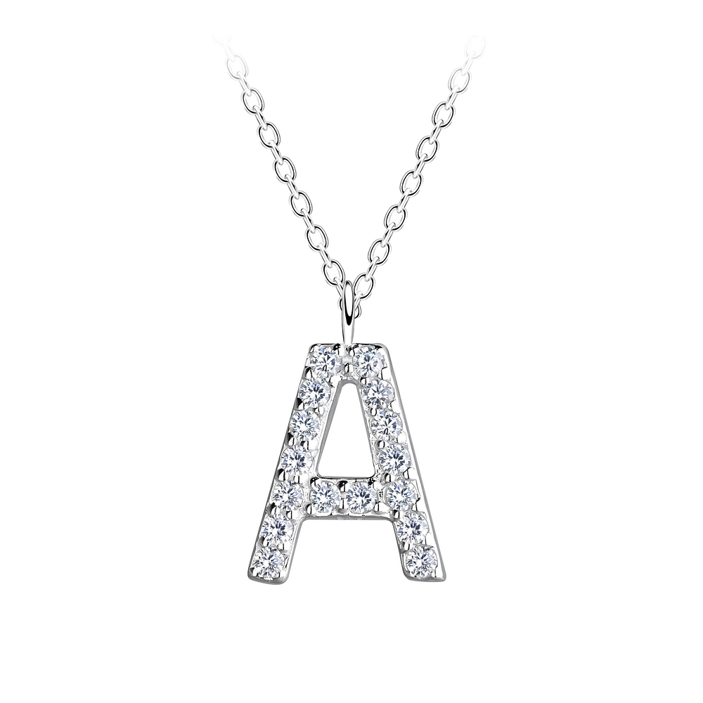 925 Silver Jewelry | Silver Letter A Necklace - 18893