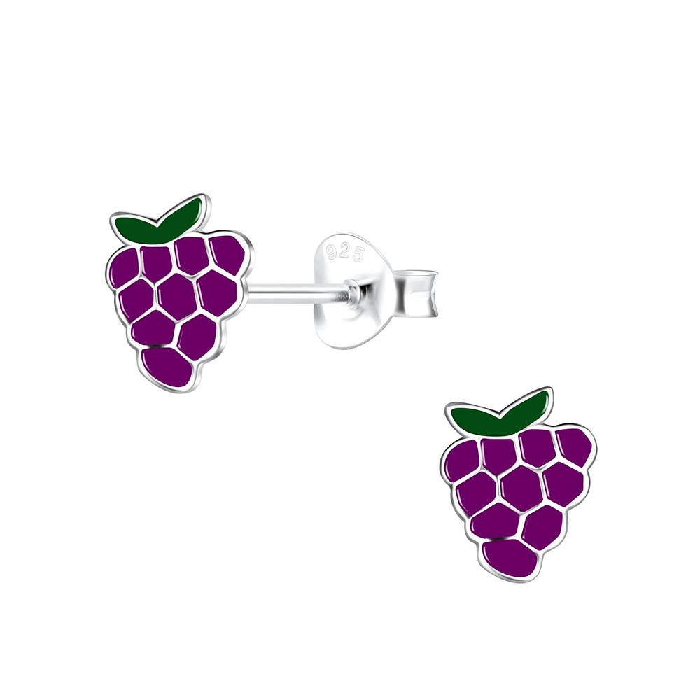 925 Silver Jewelry Silver Grape Stud Earrings 18812