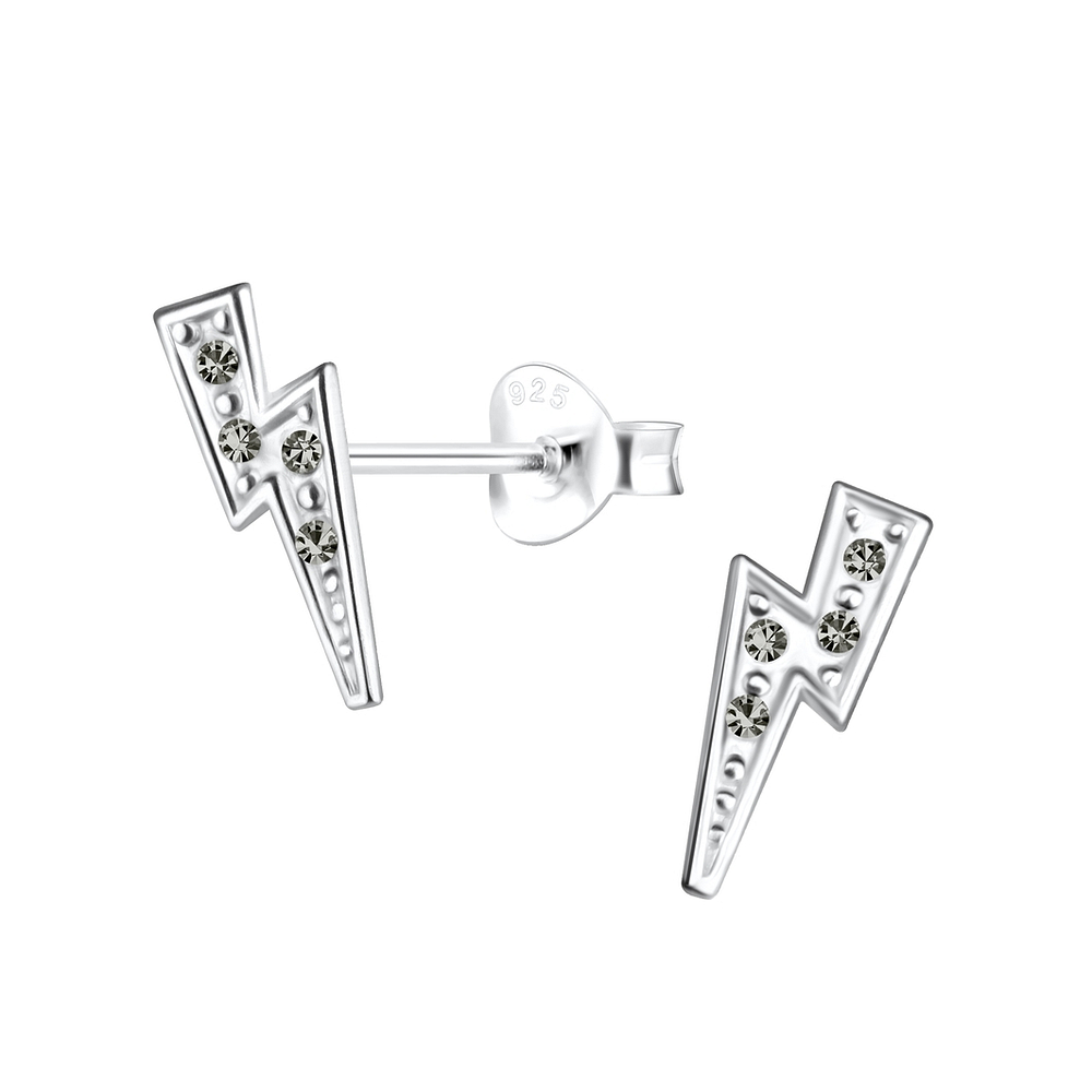925 Silver Jewelry Silver Lightning Bolt Stud Earrings 19280