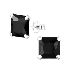 Wholesale 8mm Square Cubic Zirconia Silver Stud Earrings