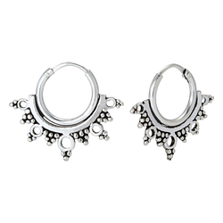 925 Silver Jewelry | 10mm Silver Bali Hoop Earrings - 5546