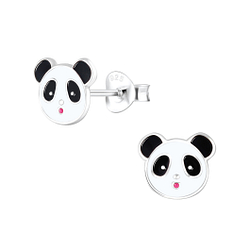 Wholesale Silver Panda Stud Earrings