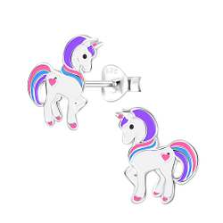 Wholesale Silver Unicorn Stud Earrings