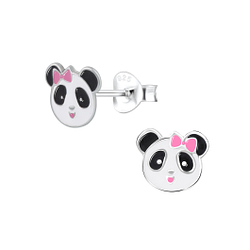 Wholesale Silver Panda Stud Earrings